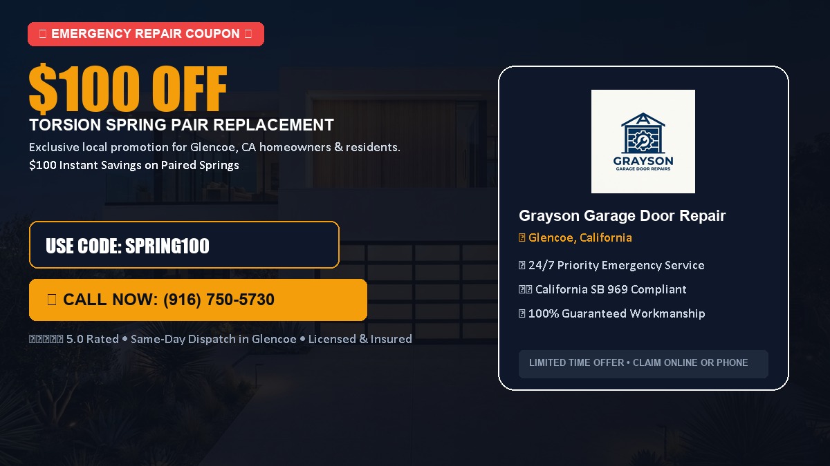 $100 OFF Heavy-Duty Torsion Spring Pair Replacement in Glencoe, CA