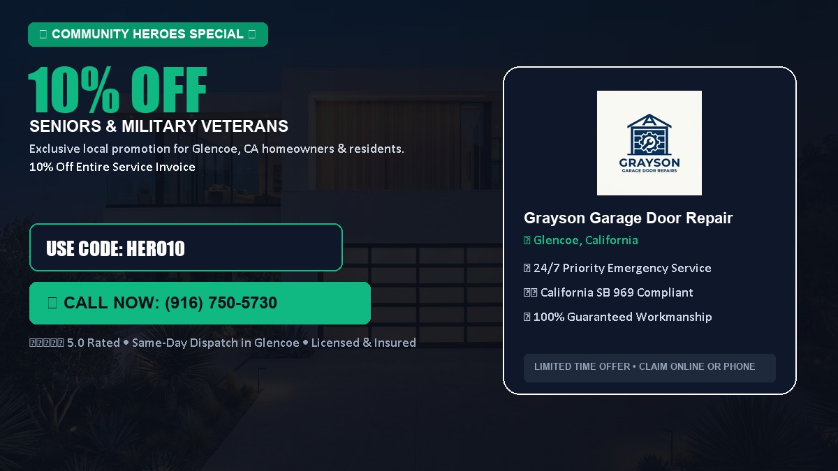10% OFF Senior Citizens (65+) & Military / Veteran Community Discount in Glencoe, CA